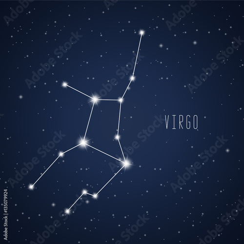 Vector illustration of Virgo constellation on the background of starry sky