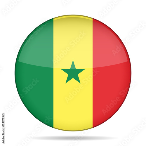 Flag of Senegal. Shiny round button.