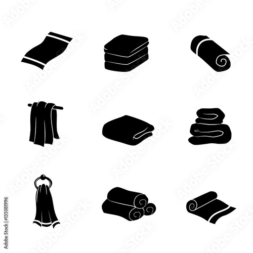 Towel icon set. Vector art.