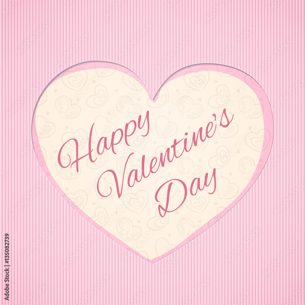 Greeting card with heart shape and inscription Happy Valentine's Day