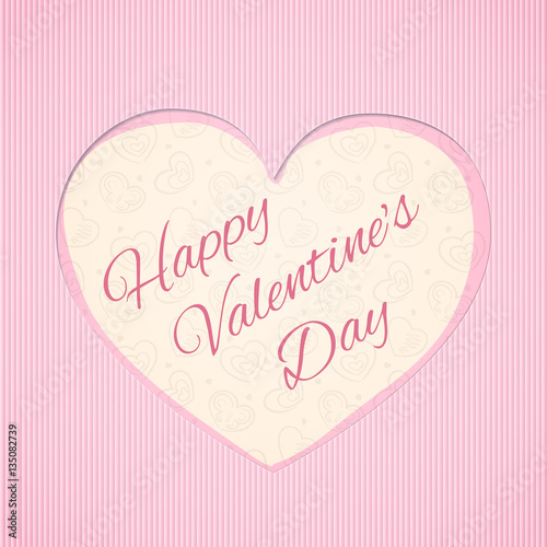 Greeting card with heart shape and inscription Happy Valentine's Day © multihobbit