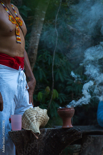 CANCUN, MEXICO - JULE 30, 2013: A visit to the national Mayan Temazcal sauna.