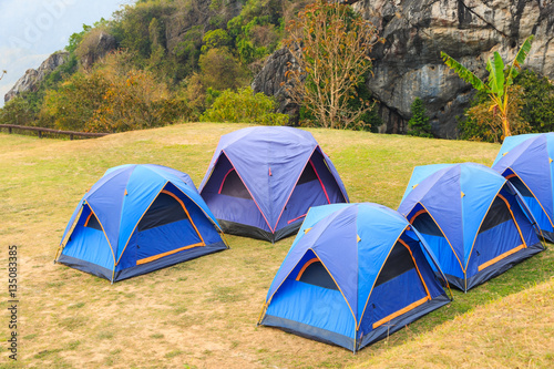 Dome tents on the mountain