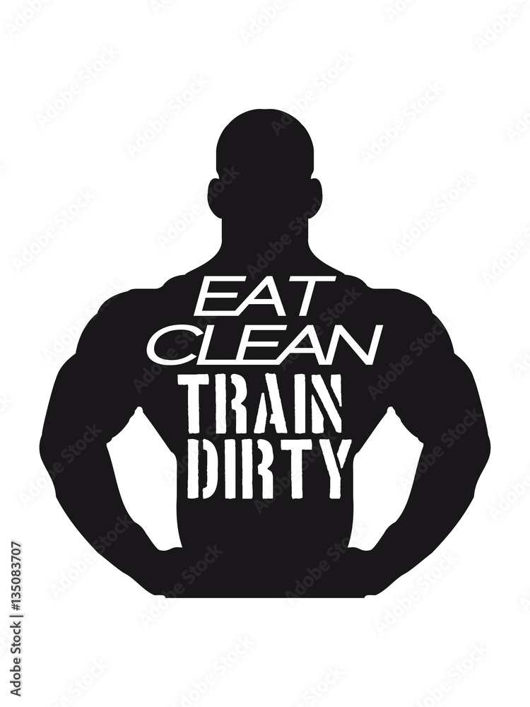 Outline logo cool design weight weight lifting harness weights exercise design eat clean train dirty text