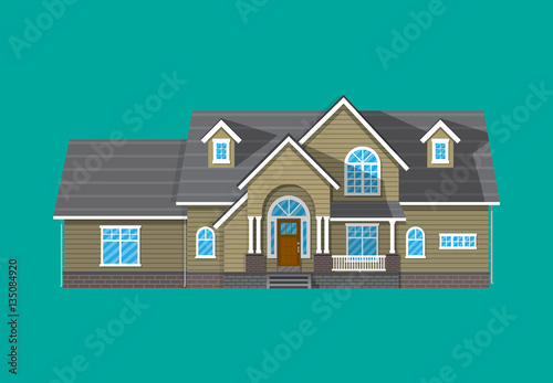 Suburban family house. countrysdie wooden building
