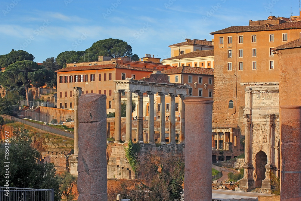 ancient ruins of the antique roman temples, Rome