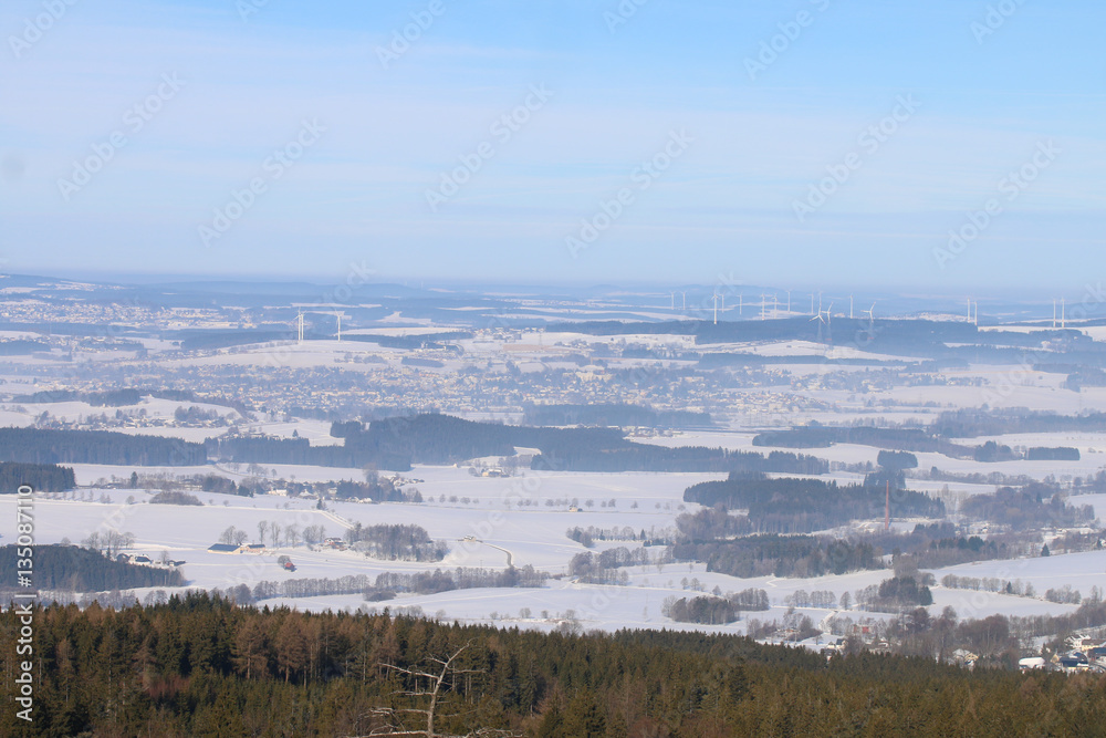 Blick vom Waldstein auf den Ochsenkopf, Fichtelgebirge, Blick vom Waldstein auf den Ochsenkopf, Fichtelgebirge,