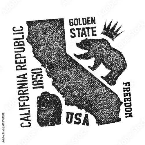 California t-shirt with grizzly bear.