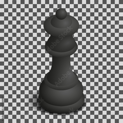 Black queen chess piece in isometric, vector illustration.