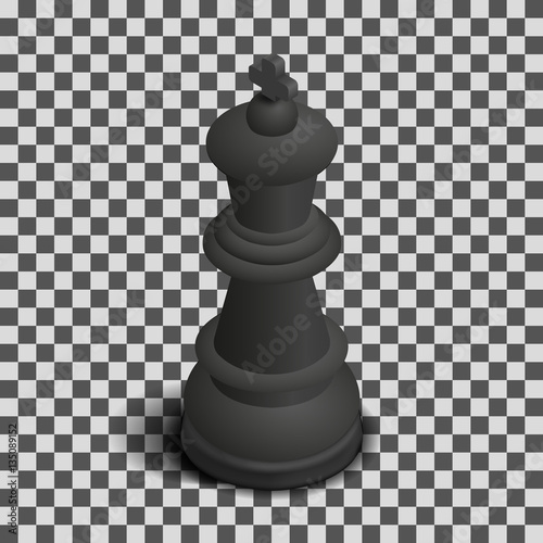 Black king chess piece isometric, vector illustration.
