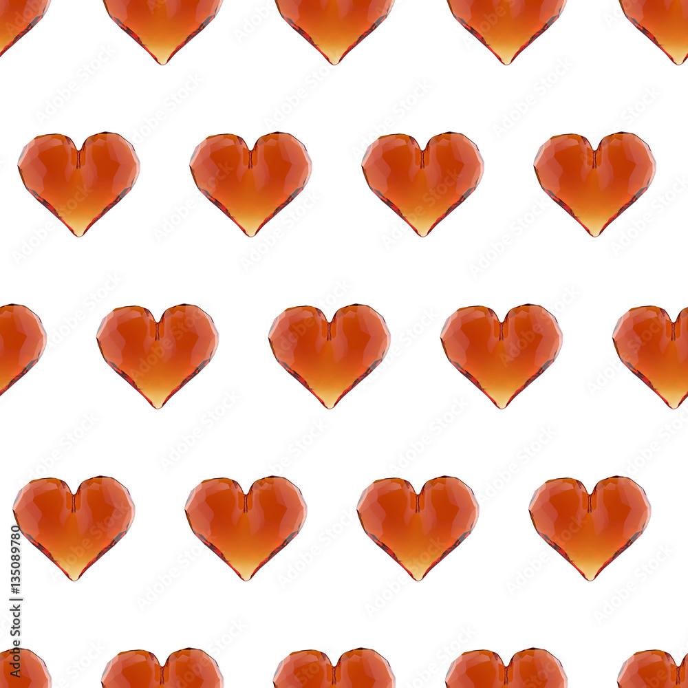 3d illustration gem heart seamless pattern. Valentine's day background