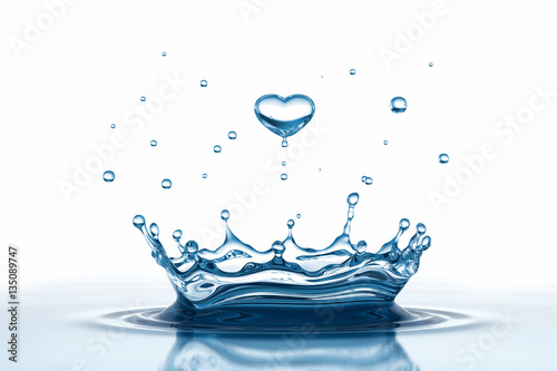 Water drop in form of heart photo