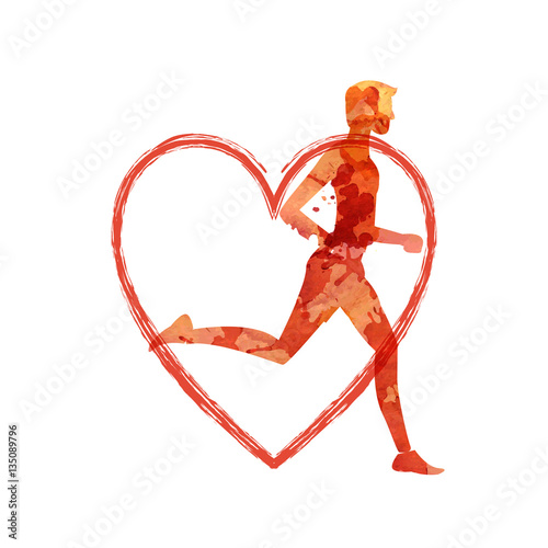 Running marathon, people run, colorful baner