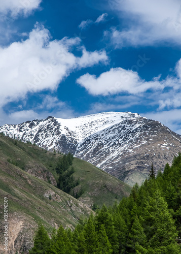Snowed peaks of Altai mountains