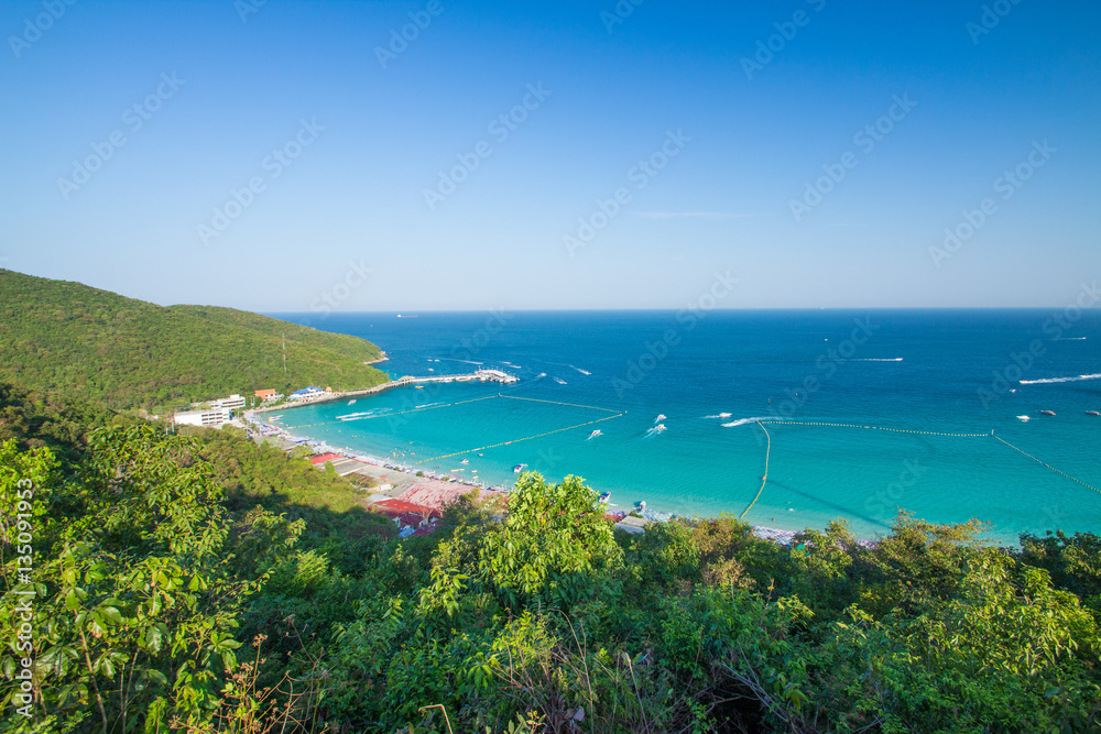 mountain viwe on island in sunchild and a beach 05