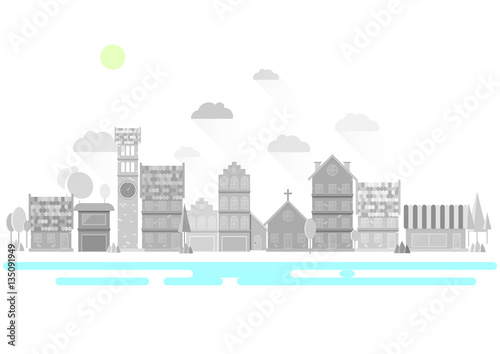 flat gray city design, vector illustration