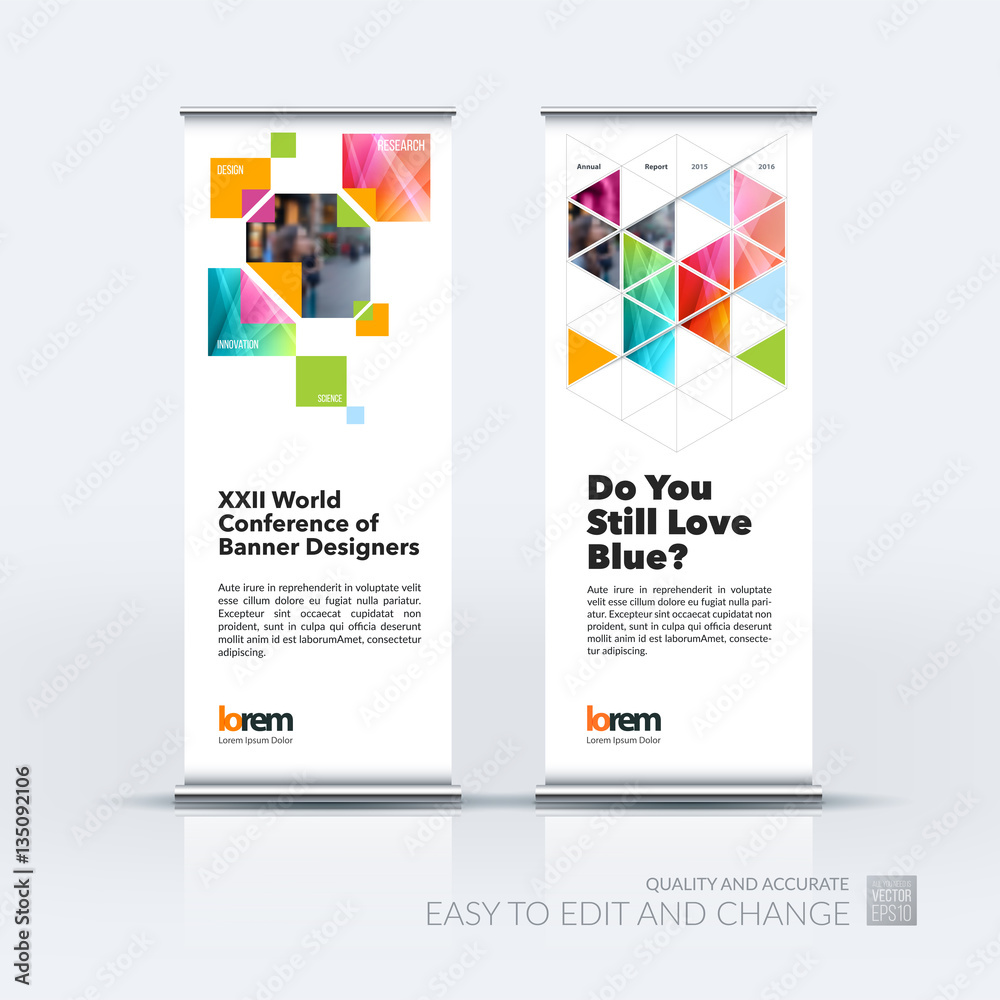 Abstract business vector set of modern roll Up Banner stand desi