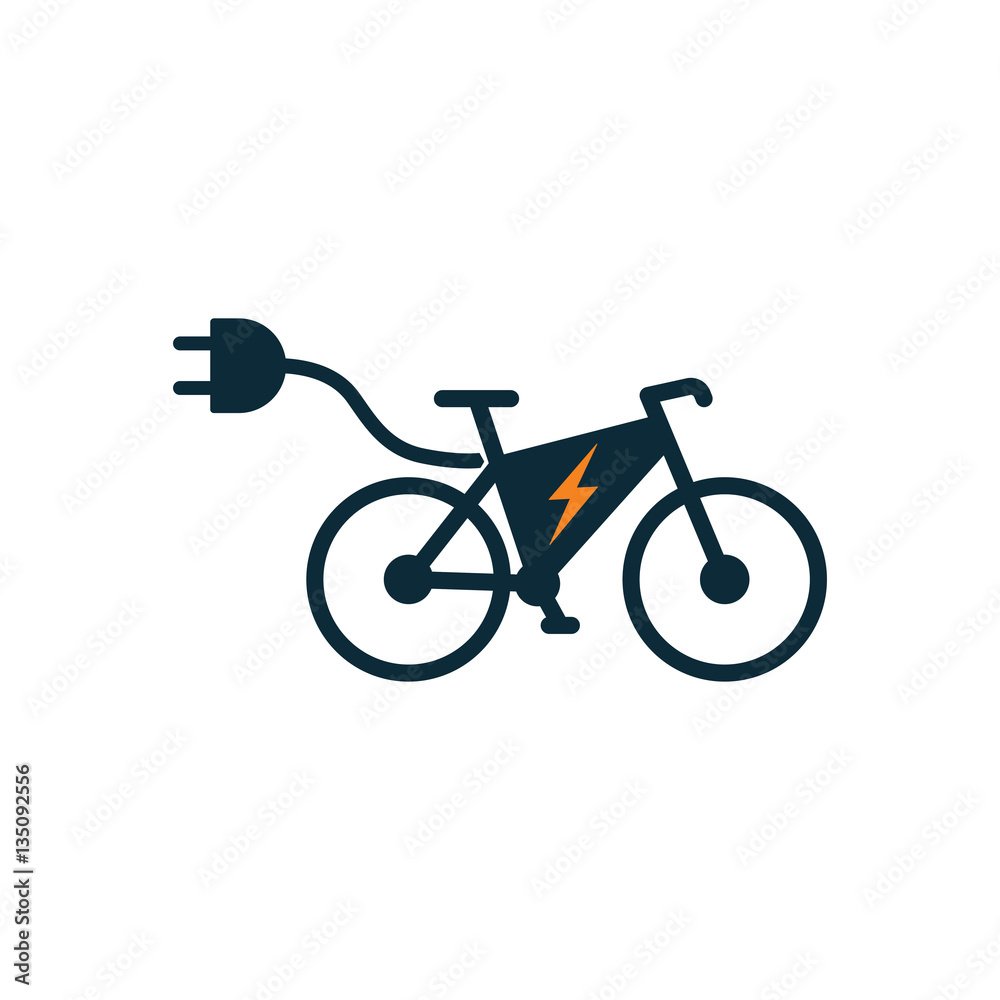 Fototapeta premium electric bicycle, e-bike icon on white background