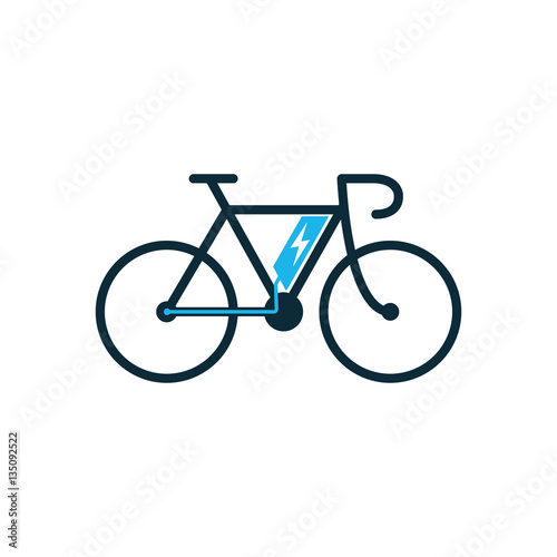 electric bicycle, e-bike icon on white background