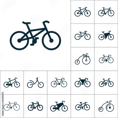 bicycle icon, bike set on white background