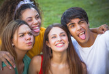 Group of happy teenagers in the park