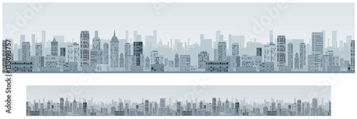 Monochrome Seamless Cityscape Banner Background