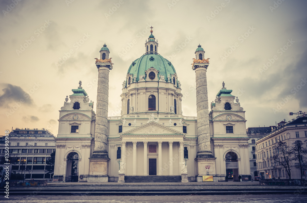 Baroque Karlskirche (St. Charles's Church), Vienna, Austria