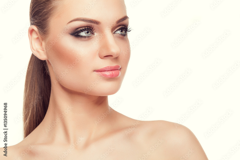Beautiful woman with natural light make up