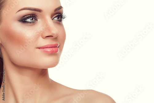 Gorgeous woman with natural light make up