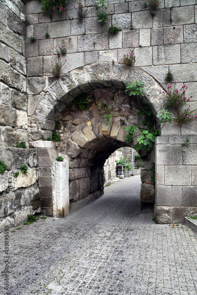 an old historical street in Amasra, Bartin, Turkey