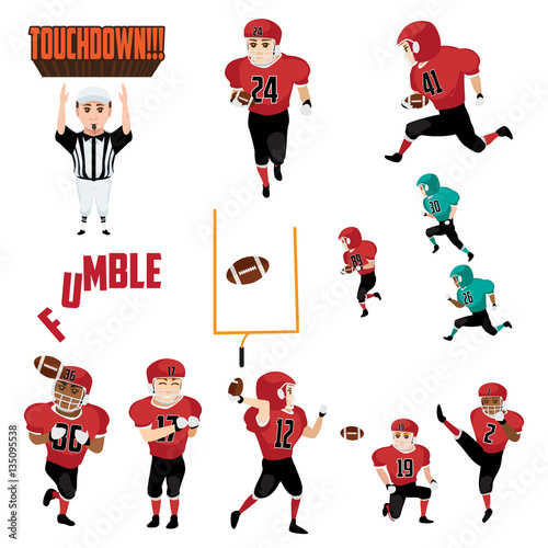 American Football Icons Cliparts Design Elements