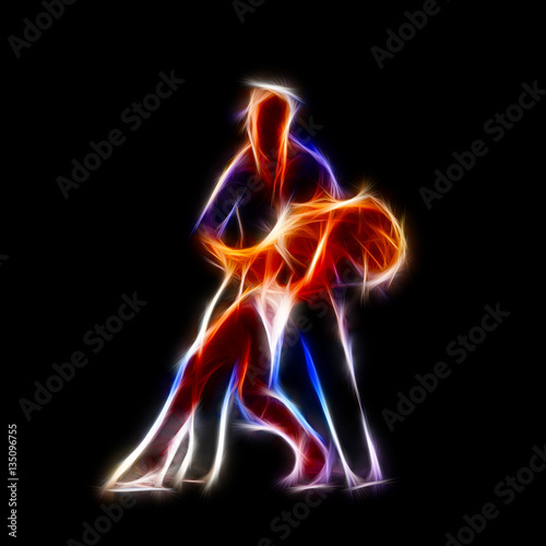 Passionate couple dancing glowing concept illustration © sakkmesterke