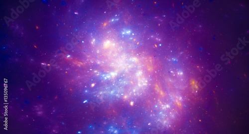 Purple glowing nebula in space
