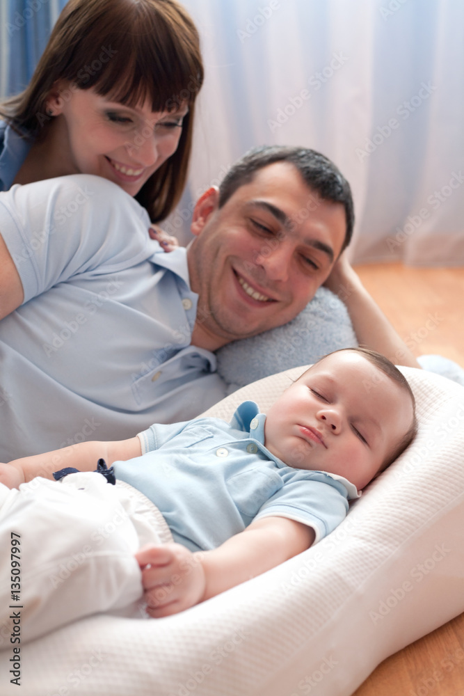 young family with newborn