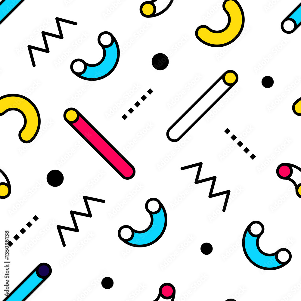 Seamless pattern in Memphis style Seamless pattern in Memphis style