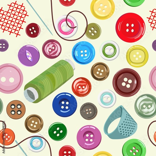 Seamless pattern with bright buttons. Vector illustration.