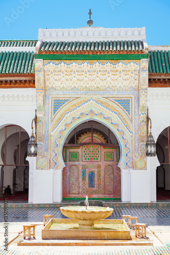 University of al-Qarawiyyin or Al Quaraouiyine in Fez, Morocco. Partial view of the main court