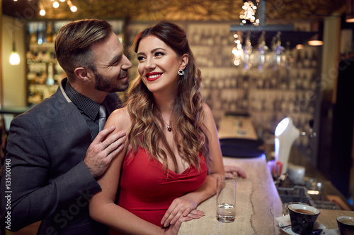 Man flirt to beautiful woman
