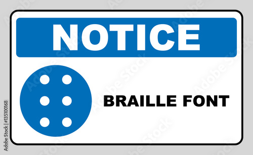 Braille icon, simple style. Blue mandatory symbol for public places. Mandatory, informational banner. Vector illustration