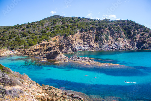 Sardinia beatifull creek crystal water with rock and tree