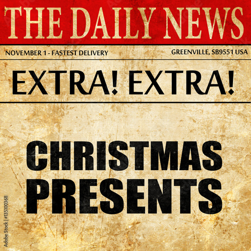 Wallpaper Mural christmas presents, newspaper article text Torontodigital.ca