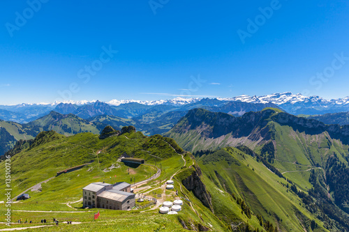 Panorama view of Bernese Alps from Rochers-de-Naye