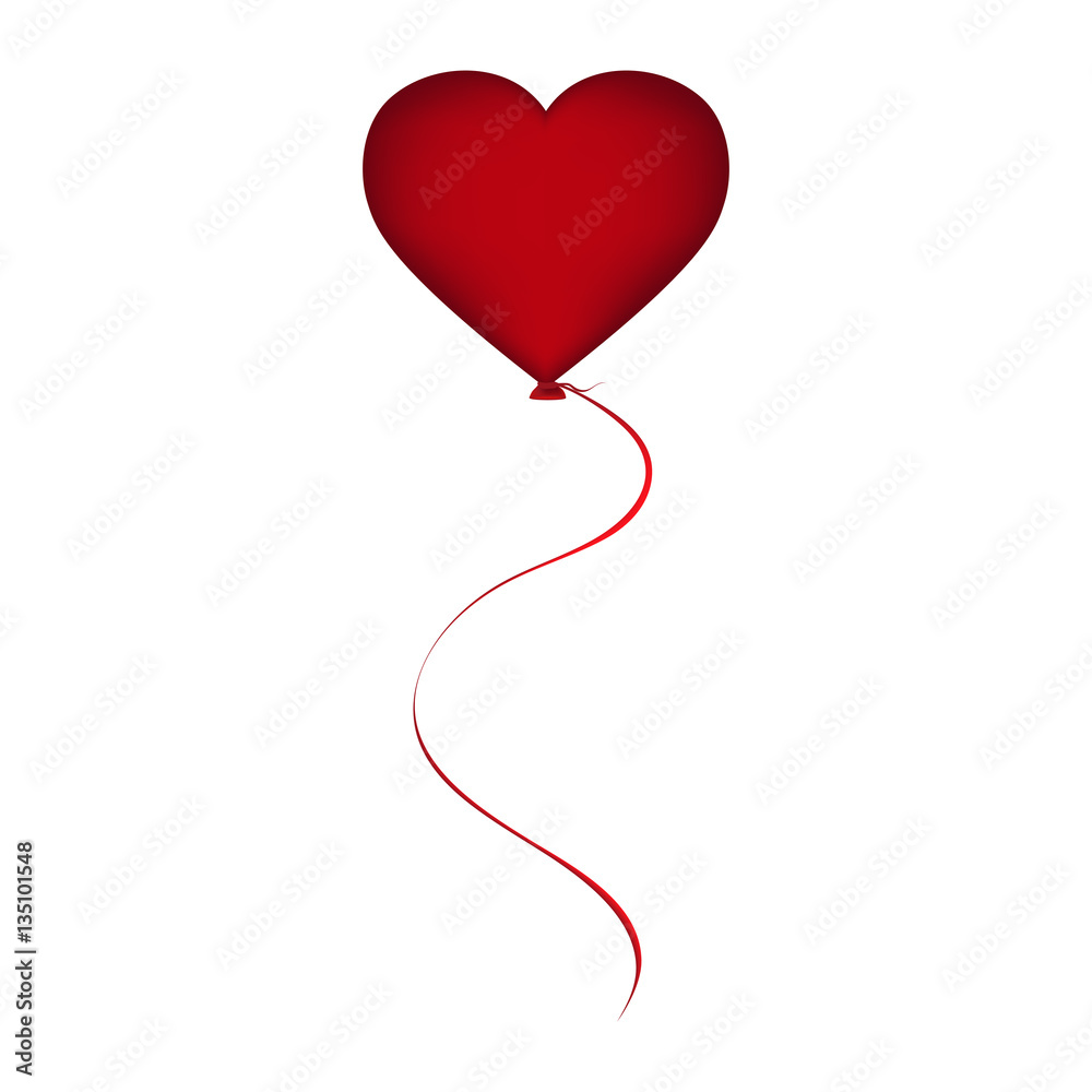 Red balloon in the shape of a heart on Valentine s Day