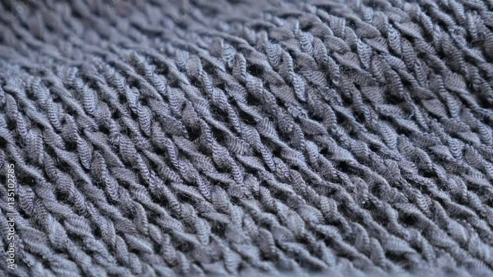 Slow tilt on gray knitwork fine texture close-up 4K 2160p 30fps UltraHD footage - Fine grey knitting made sweater texture details shallow DOF 3840X2160 UHD tilting video Slow tilt on gray knitwork fine texture close-up 4K 2160p 30fps UltraHD footage - Fine grey knitting made sweater texture details shallow DOF 3840X2160 UHD tilting video