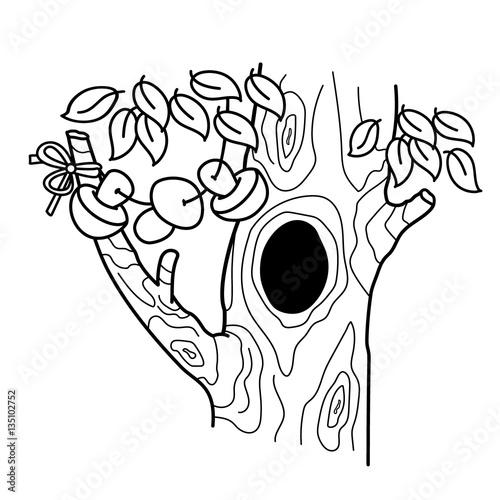 Coloring Page Outline Of cartoon tree with a hollow. Home or dwelling for squirrels. Coloring book for kids