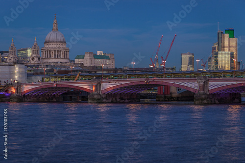 Blackfriers Bridge with St Paul Cathedral and river Thames in London