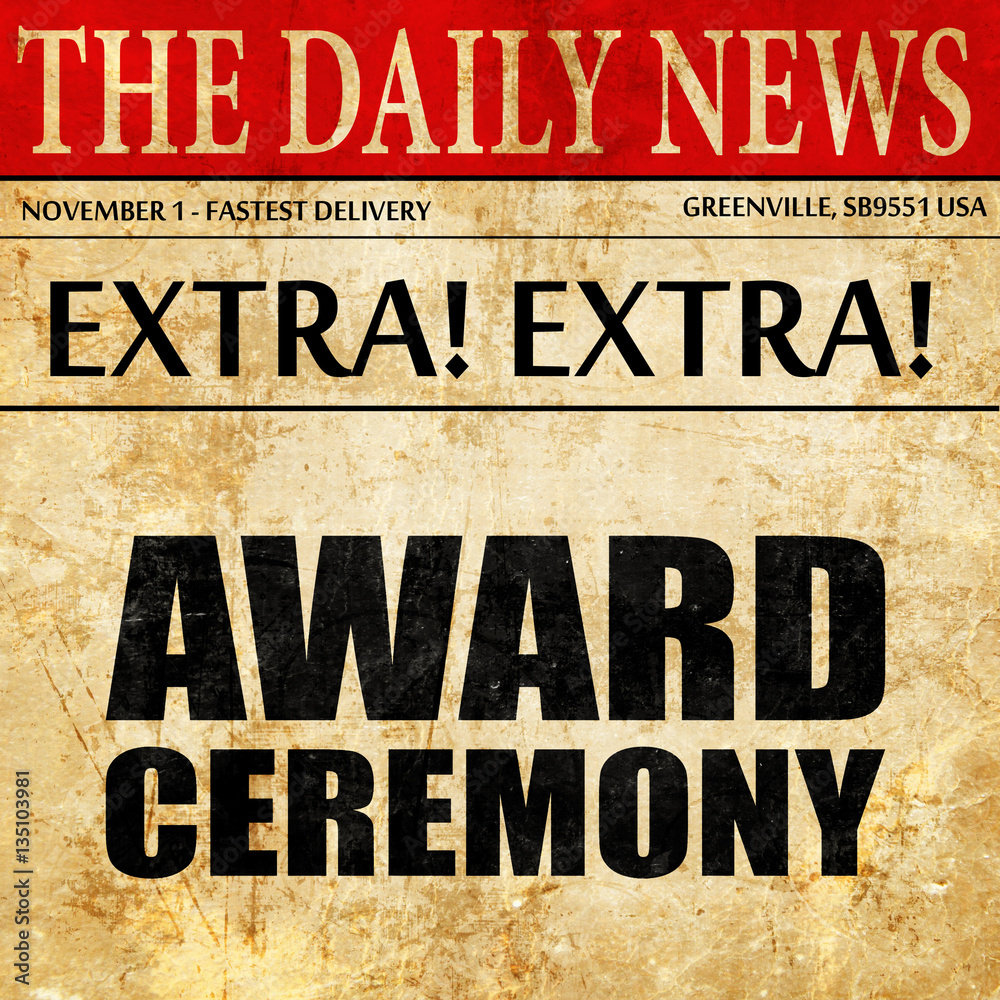 award ceremony, newspaper article text