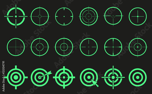 Target set icons sight sniper symbol isolated, crosshair and aim vector illustration stylish for web design EPS10