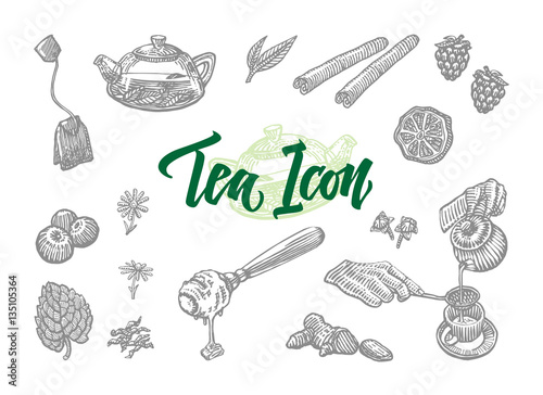 Sketch Tea Icons Set