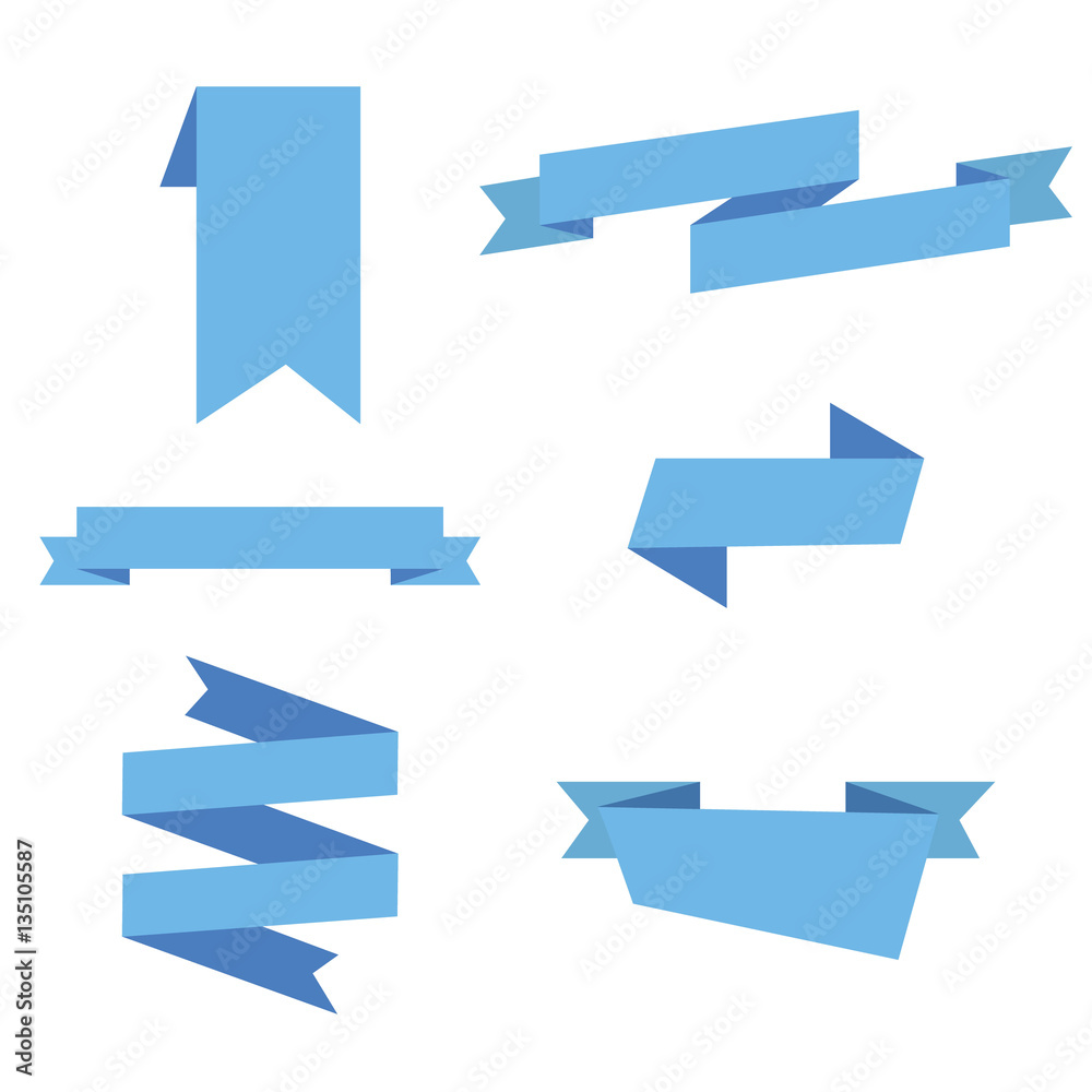 Blue ribbons isolated. Flat style Blue ribbons isolated. Flat style